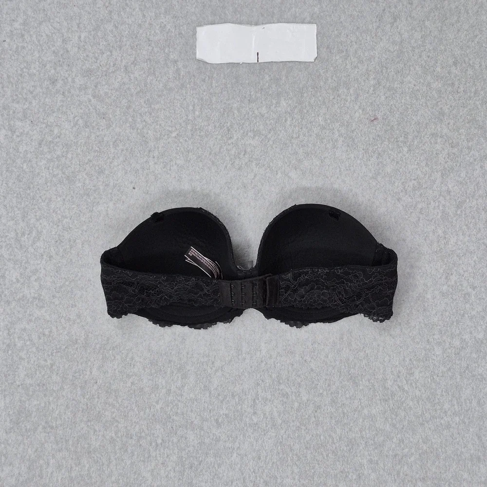 Victoria's Secret Women Bra 34D Black Dream Angels T Shirt Underwired Lace READ